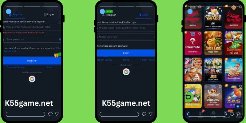 k55 game register